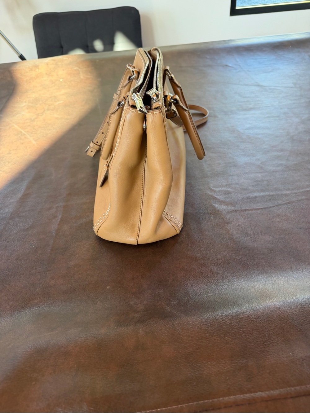 Prada Tan Leather Galleria Bag with Top Handles - Picture 4 of 9